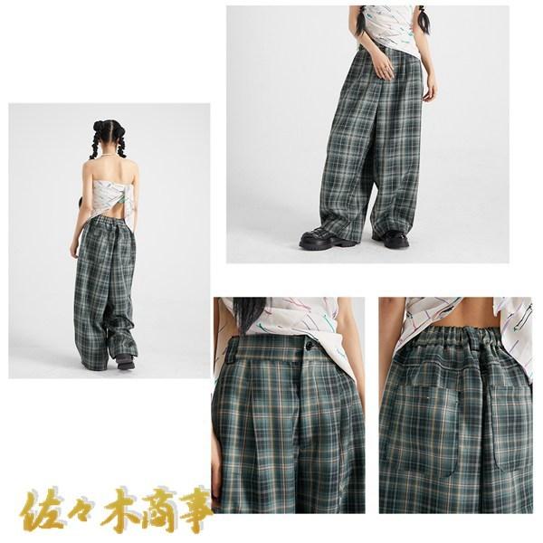 Y's チェック柄 サルエルパンツ ワイドパンツ チェックパンツ メンズ レディース ワイドパンツ チェック柄