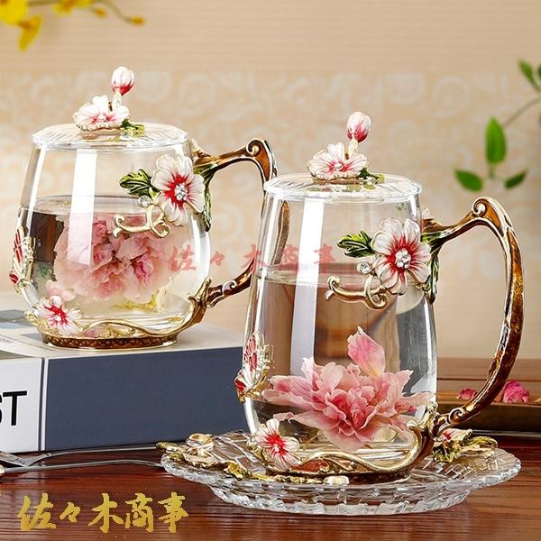 ティーマグ ハンドメイド バタフライ バラ フラワー エナメル ティー グラス コーヒーカップ スプーン付き パーソナライズ 誕生日_18