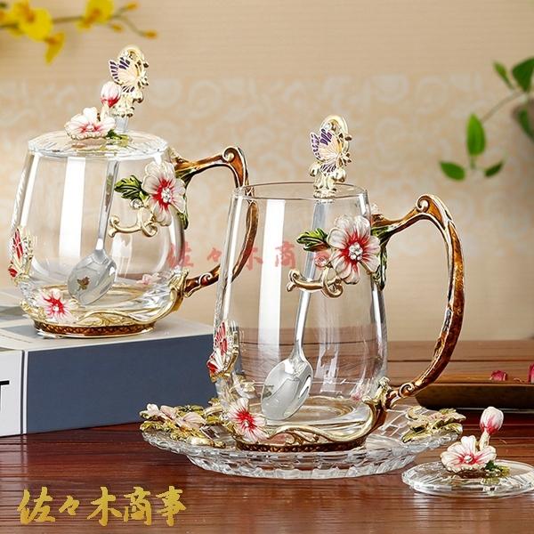 ティーマグ ハンドメイド バタフライ バラ フラワー エナメル ティー グラス コーヒーカップ スプーン付き パーソナライズ 誕生日_20