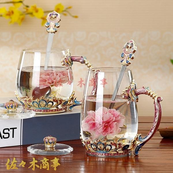 ティーマグ ハンドメイド バタフライ バラ フラワー エナメル ティー グラス コーヒーカップ スプーン付き パーソナライズ 誕生日_17