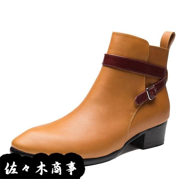21春夏 ワークブーツ メンズ ビジネスブーツ 紳士靴 ショートブーツ トレンド バックル 大きいサイズ 牛革 ポインテッドトゥ 太ヒール 通気性 お1人様1点限り Hebintl Com