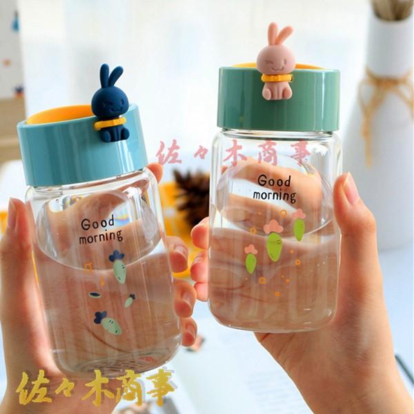 ガラス水筒 小容量 可愛い 340ml クリアボトル グラス