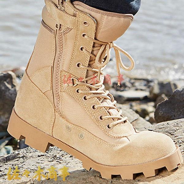 ショートブーツ メンズ ミリタリーブーツ ベルクロ サイドジッパー ワークブーツ トレッキングシューズ ハイキング バイクブーツ 砂漠 |  | 05