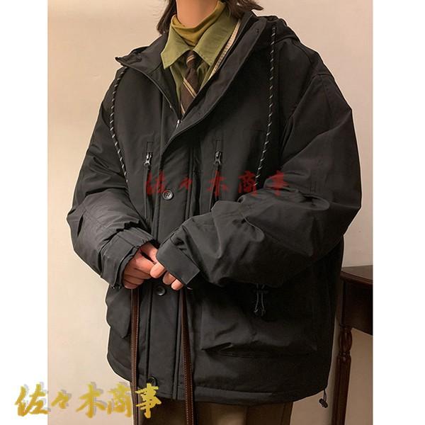 ダウンコート メンズ 防寒ジャケット アウター 冬用 ゆったり カジュアル 保温性 暖かい 防風 カッコイイ アウトドア 無地 フード付き_3