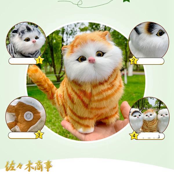 猫ぬいぐるみ 鳴く ネコ 本物 そっくり 白 オレンジ グレー 5種類 シャギー 猫縫い包み おもちゃ お誕生日プレゼント リアル 動物｜jinichirosasaki｜09