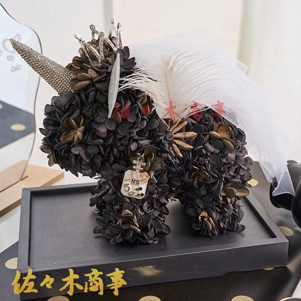 ソープフラワー ブーケ ユニコーン 造花 ケーキ型 枯れない花 手作り ウェディング 結婚祝い 新学期 新生活 卒業 記念日 誕生日 紫