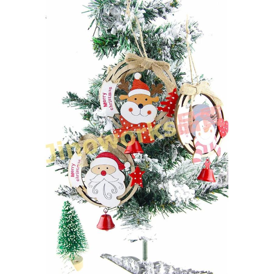 クリスマス 飾り クリスマスツリー クリスマス オーナメント 吊り下げ式 木製 ストラップ 3デザイン デコレーション ドロップ サンタ｜jinoworks-shop｜02