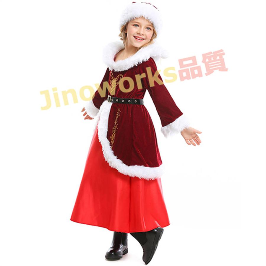 サンタ服 キッズ サンタコスプレ ワンピース 女の子 サンタクロース フード付き クリスマス コスチューム 仮装 演出服 子供服 サンタ衣装 キッズ服｜jinoworks-shop｜06