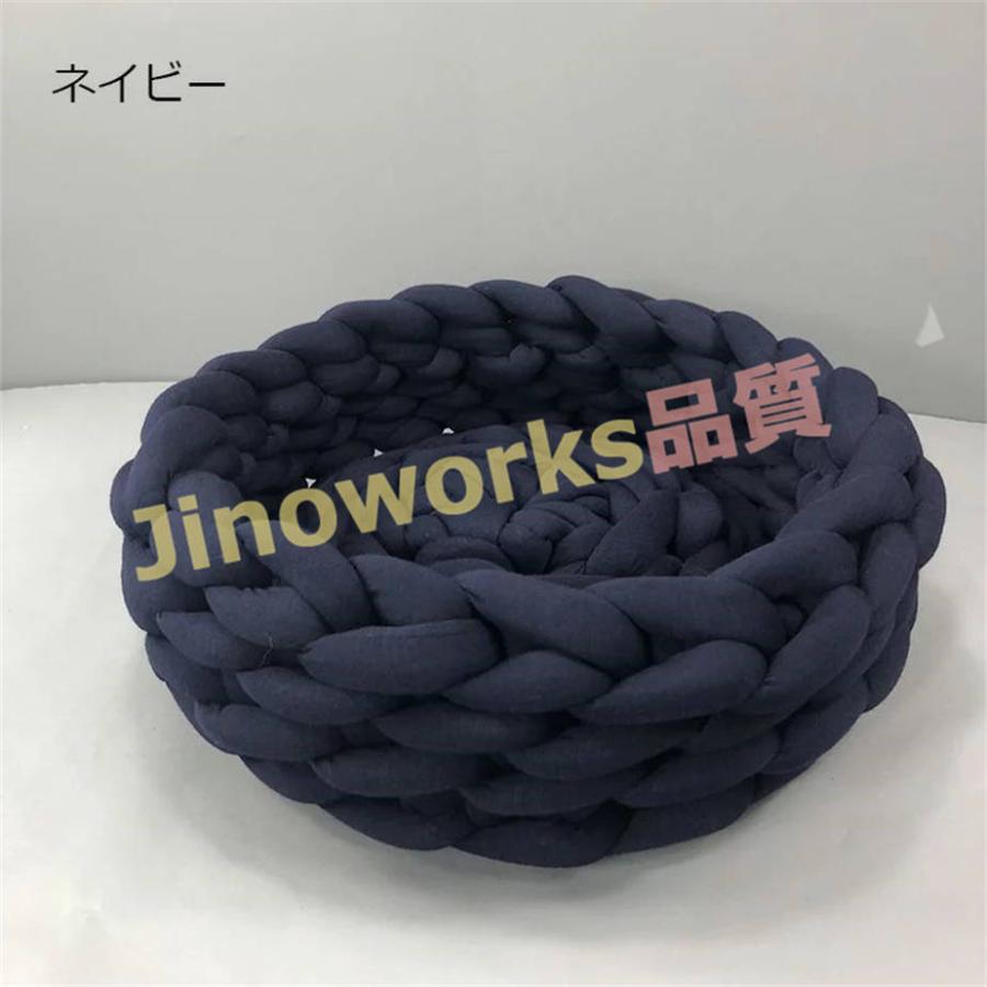 チャンキーニット 毛糸 編み物 寝具 ひざ掛け 直径約50cm ペットベッド チャンキーニット 編み 犬 ベッド 小型 中型犬用 猫用ベッド 犬｜jinoworks-shop｜06