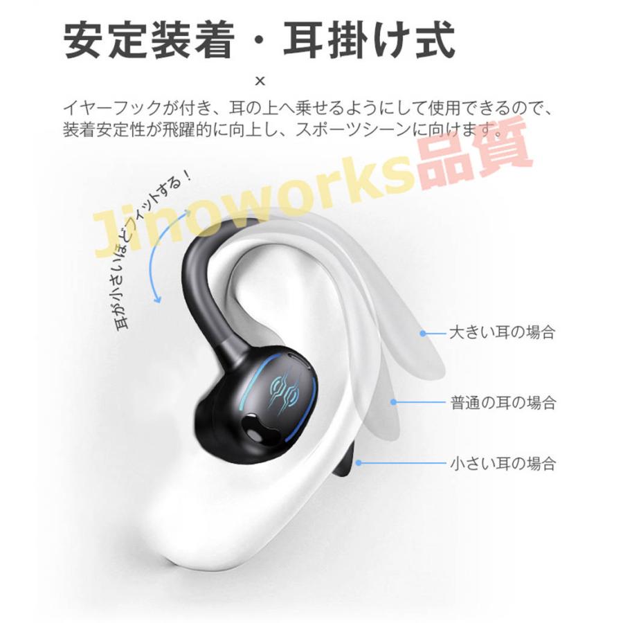 完全ワイヤレスイヤホン Bluetooth5.3 ブルートゥースイヤホン 耳かけ式 カナル型イヤホン bluetooth｜jinoworks-shop｜06