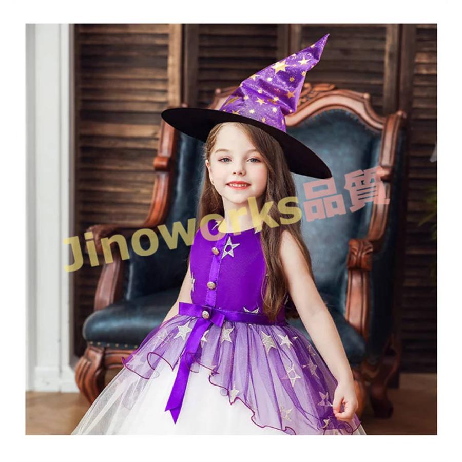 ハロウィン 衣装 子供 キッズドレス 巫女  女の子 星柄 チュール ハロウィンの仮装 2点セット 帽子付き コスチューム 衣装 子供服｜jinoworks-shop｜05