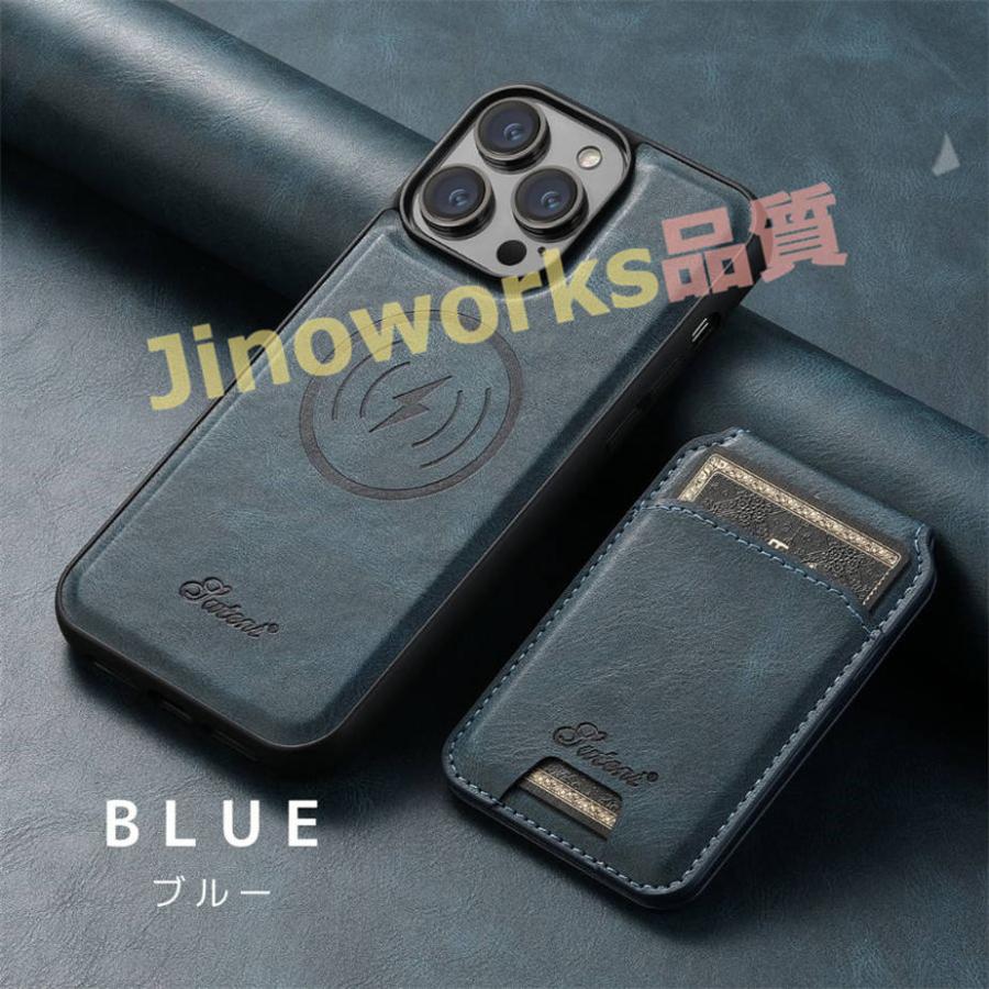 iPhoneケース 多機種 2in1機能 iPhone15 ケース カードポケット 収納力 iPhone14 ケース ストラップ穴 マグネット車用｜jinoworks-shop｜13