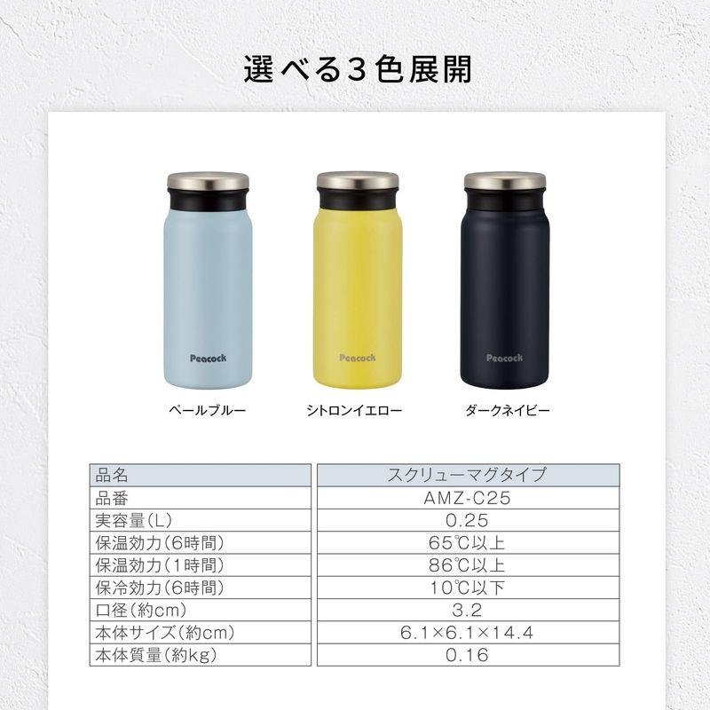 10％OFFピーコック 水筒 250ml ネイビー ボトル 保温 マグ 保冷 AMZ-C25-AK 弁当箱、水筒