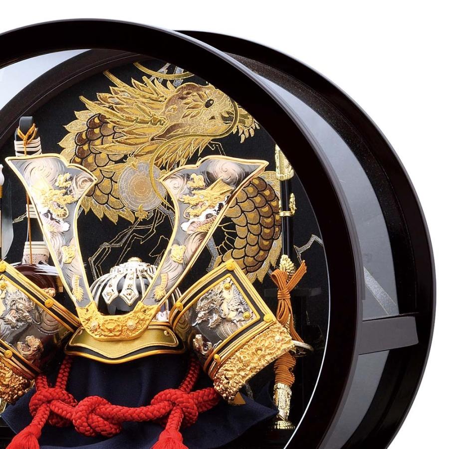 正規品 五月人形 丸 コンパクト ケース入り 丸型 円形 兜 ケース飾り 12号 金 龍虎 中鍬 兜飾り 円型ケース アクリルケース おしゃれ 5月人形 かぶと 2023 a5matu23-111 【NA1360440832】(48243円)