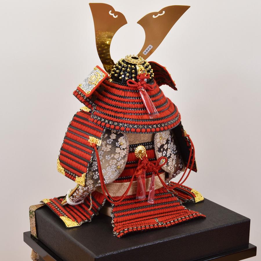 五月人形 コンパクト 鎧飾り 7号 鎧 守護神 上赤 大鎧 兜 弓太刀