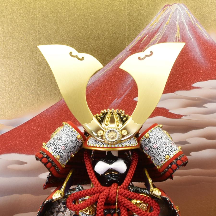五月人形 コンパクト 鎧飾り 7号 鎧 守護神 上赤 大鎧 兜 弓太刀