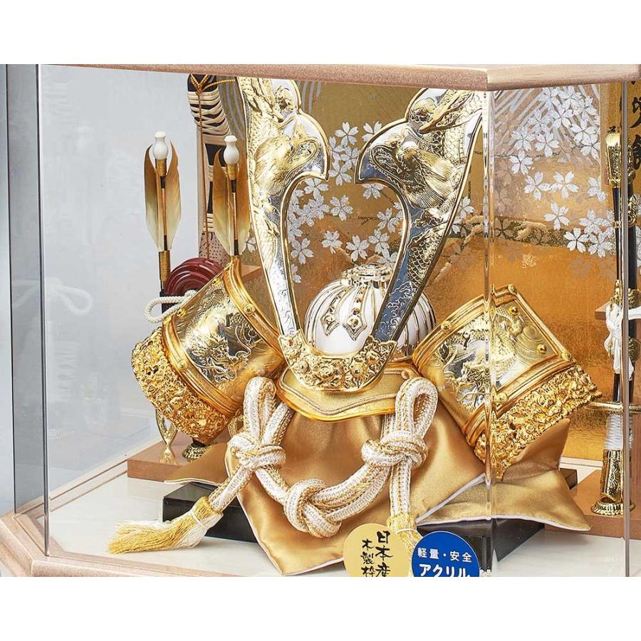 家具通販-販売店インテリアジンヤ五月人形 コンパクト ケース入り アクリルケース 東山 兜飾り 六角 5月人形 おしゃれ かぶと ミニ 2023 兜 ケース飾り 五月人形 五月人形 兜飾り 兜ケース飾り ケース飾り かぶと 5月人形 銀竜 205-726 LED付