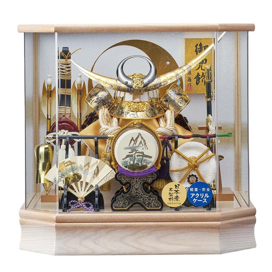 上杉謙信　五月人形　シルバー兜飾りガラスケース入り・コンパクトサイズ 五月人形 コンパクト 兜 ケース飾り 上杉謙信 ケース入り 兜飾り