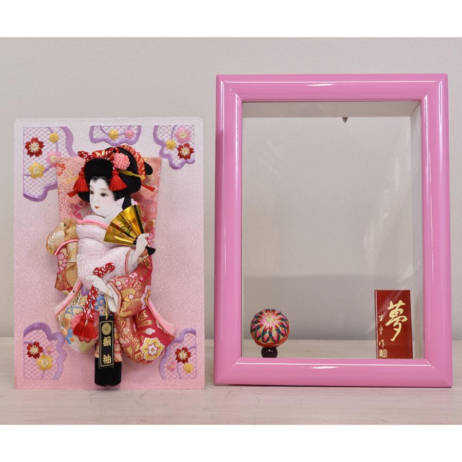 羽子板 お祝い ミニ 押絵羽子 選べる デザイン ガラス ケース飾り 横26 奥25 高35cm 額飾り ピンク 赤 コンパクト ケース おしゃれ 初正月 2026_6