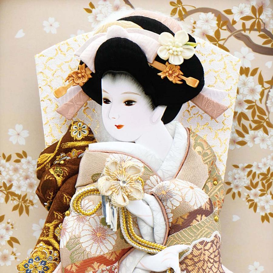 羽子板 お祝い 10号 パノラマ 舞桜 グレージュA 白 金 ケース飾り