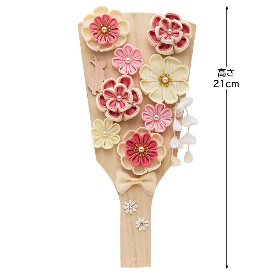 羽子板 単品 コンパクト かわいい おしゃれ 9号 (高さ約27cm)  初正月飾り モダン ミニ 羽子板飾り つまみ細工 白木リボン お花畑 2026の画像