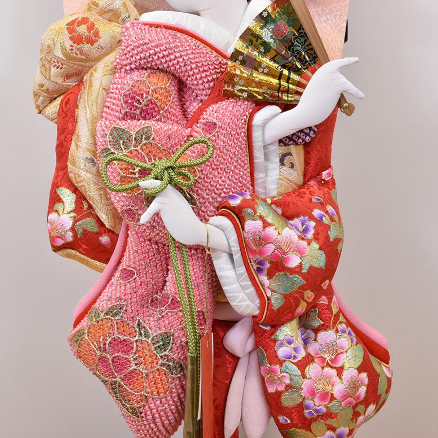 羽子板 刺繍 絞り 鹿の子 ピンク お祝い 初正月 羽子板飾り ガラス ケース飾り 正月飾り 押絵羽子板 orijin オリジン 18号 四巻 おしゃれ 2024_5