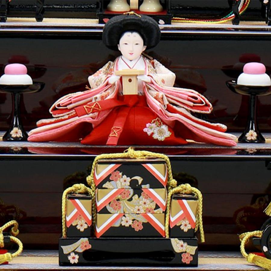 雛人形 お祝い ひな人形 3段 三段 収納飾り 収納箱 5人飾り 五人飾り おぼろ桜格子 おしゃれ かわいい 可愛い モダン_10