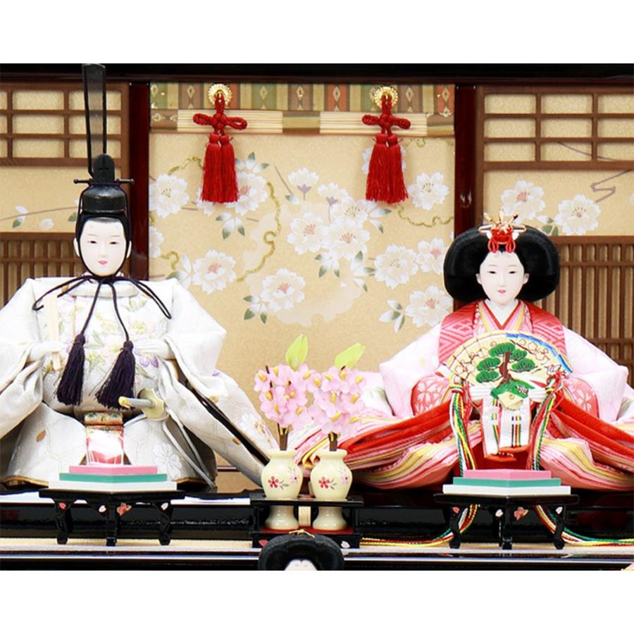 雛人形 お祝い ひな人形 3段 三段 収納飾り 収納箱 5人飾り 五人飾り おぼろ桜格子 おしゃれ かわいい 可愛い モダン_4