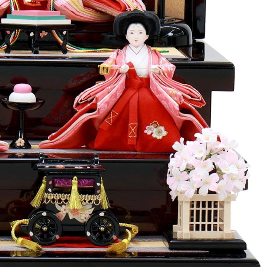 雛人形 お祝い ひな人形 3段 三段 収納飾り 収納箱 5人飾り 五人飾り おぼろ桜格子 おしゃれ かわいい 可愛い モダン_9