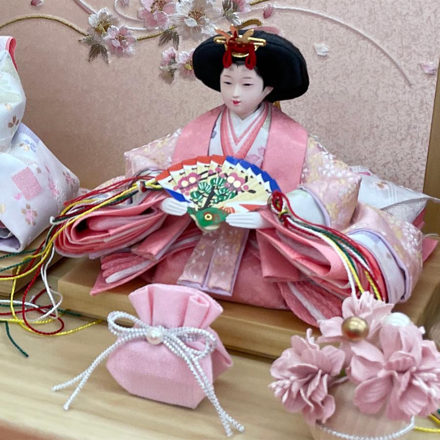 雛人形 お祝い ひな人形 平飾り 親王飾り 2人飾り 二人飾り 木目 桜
