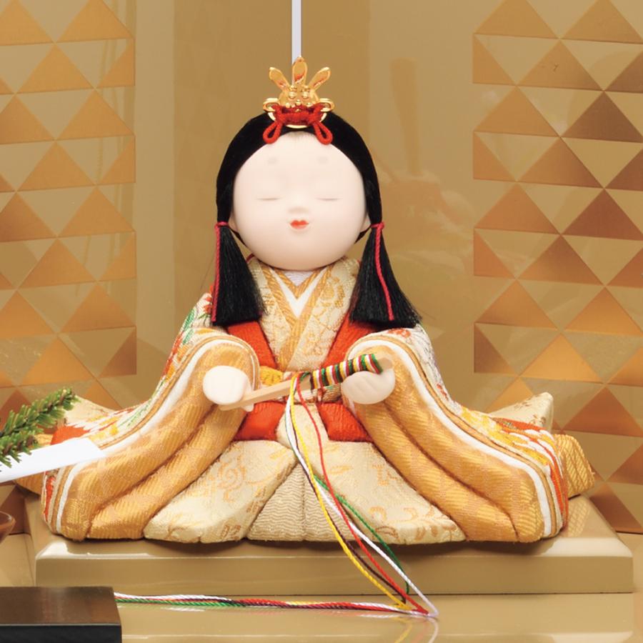 雛人形 お祝い 木目込み 一秀 ひな人形 親王飾り 桃山雛 17号 正絹 友禅 金 かわいい コンパクト ミニ お雛様 おしゃれ まる顔 2025-25h-20-6_5