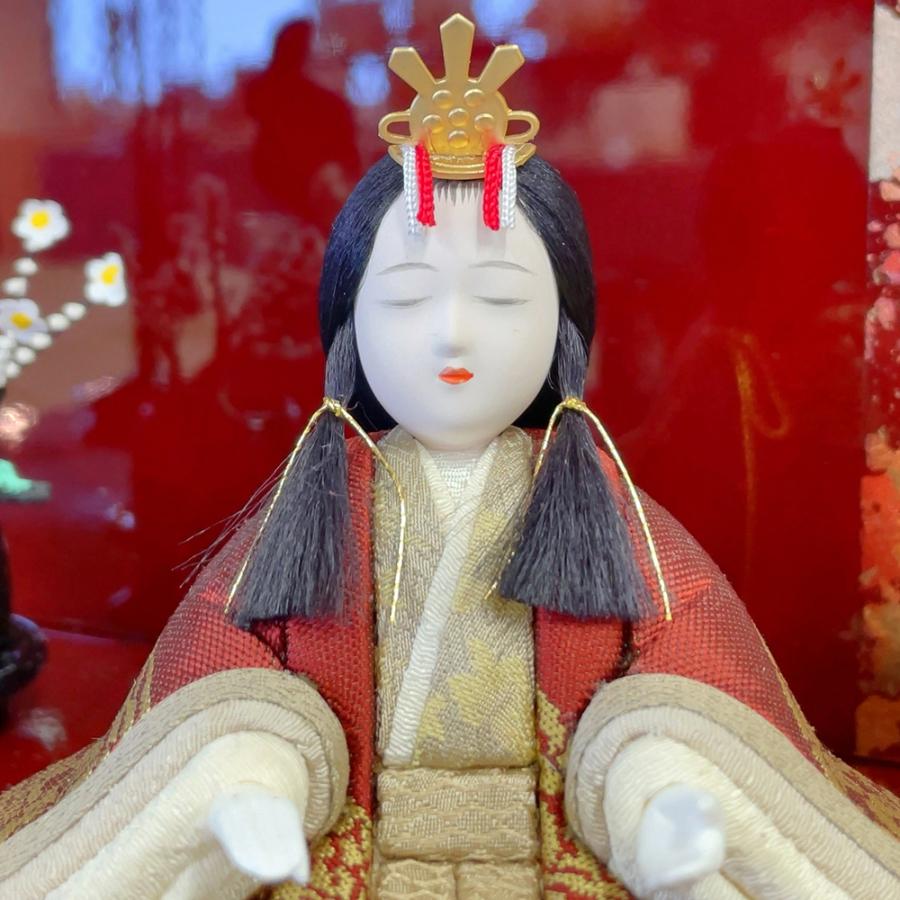 雛人形 お祝い 木目込み 一秀 ひな人形 親王飾  醍醐雛2号 正絹帯地 かわいい コンパクト ミニ お雛様 おしゃれ まる顔 2025 a-101-7の画像