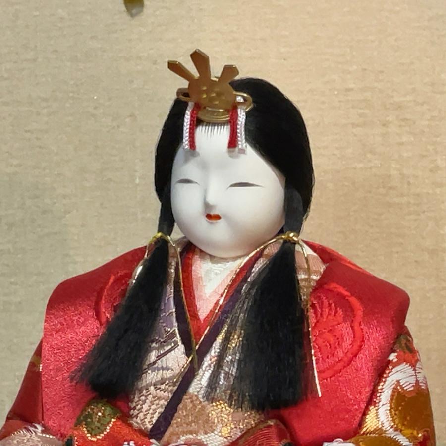 雛人形 お祝い 木目込み 一秀 ひな人形 十五人飾り 平安雛25号 木製五段セット 雪洞付き かわいい コンパクト ミニ お雛様 おしゃれ まる顔 2025 d-35-7の画像