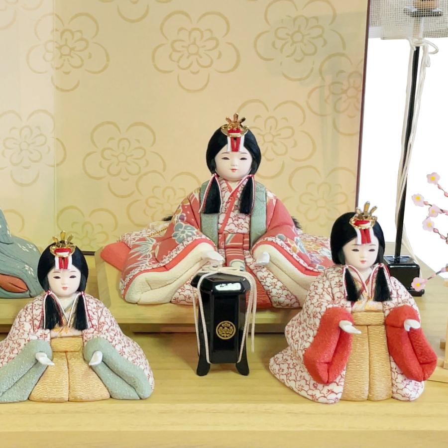 雛人形 お祝い 木目込み 一秀 ひな人形 親王飾 五人飾り 17号 友禅 かわいい コンパクト ミニ お雛様 おしゃれ まる顔 2025 j-5-7_3