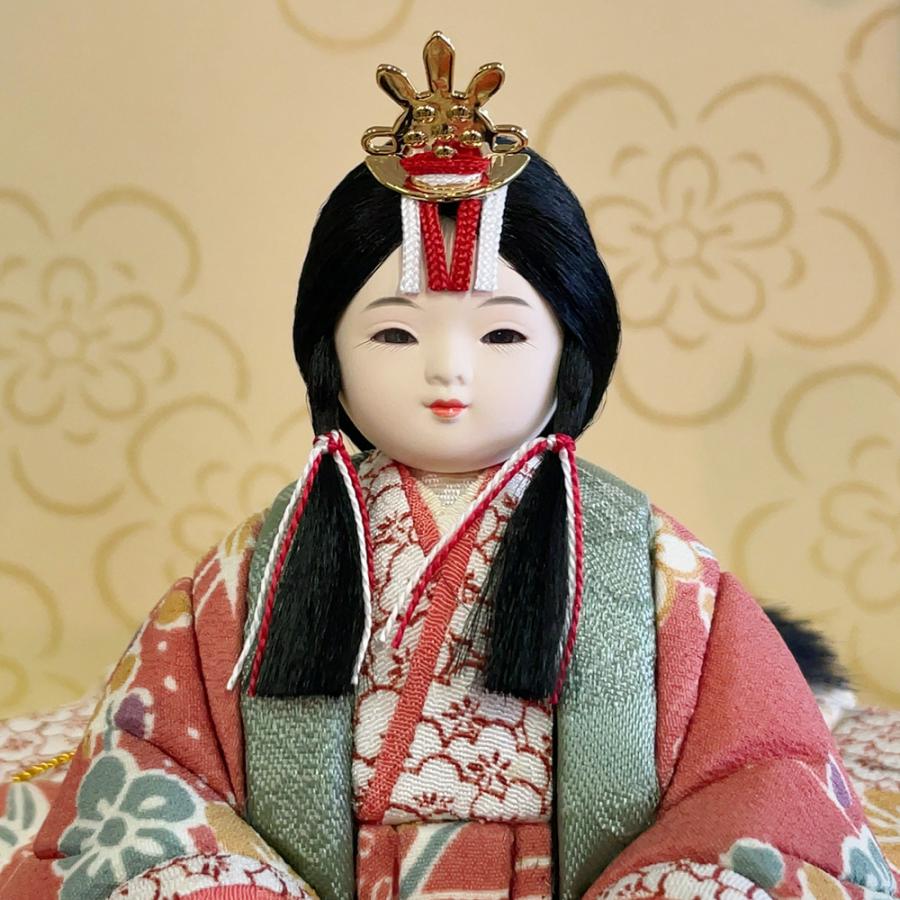 雛人形 お祝い 木目込み 一秀 ひな人形 親王飾 五人飾り 17号 友禅 かわいい コンパクト ミニ お雛様 おしゃれ まる顔 2025 j-5-7_5