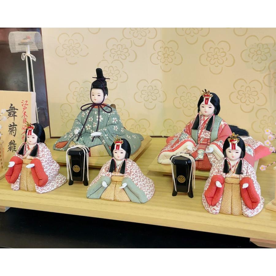 雛人形 お祝い 木目込み 一秀 ひな人形 親王飾 五人飾り 17号 友禅 かわいい コンパクト ミニ お雛様 おしゃれ まる顔 2025 j-5-7_6