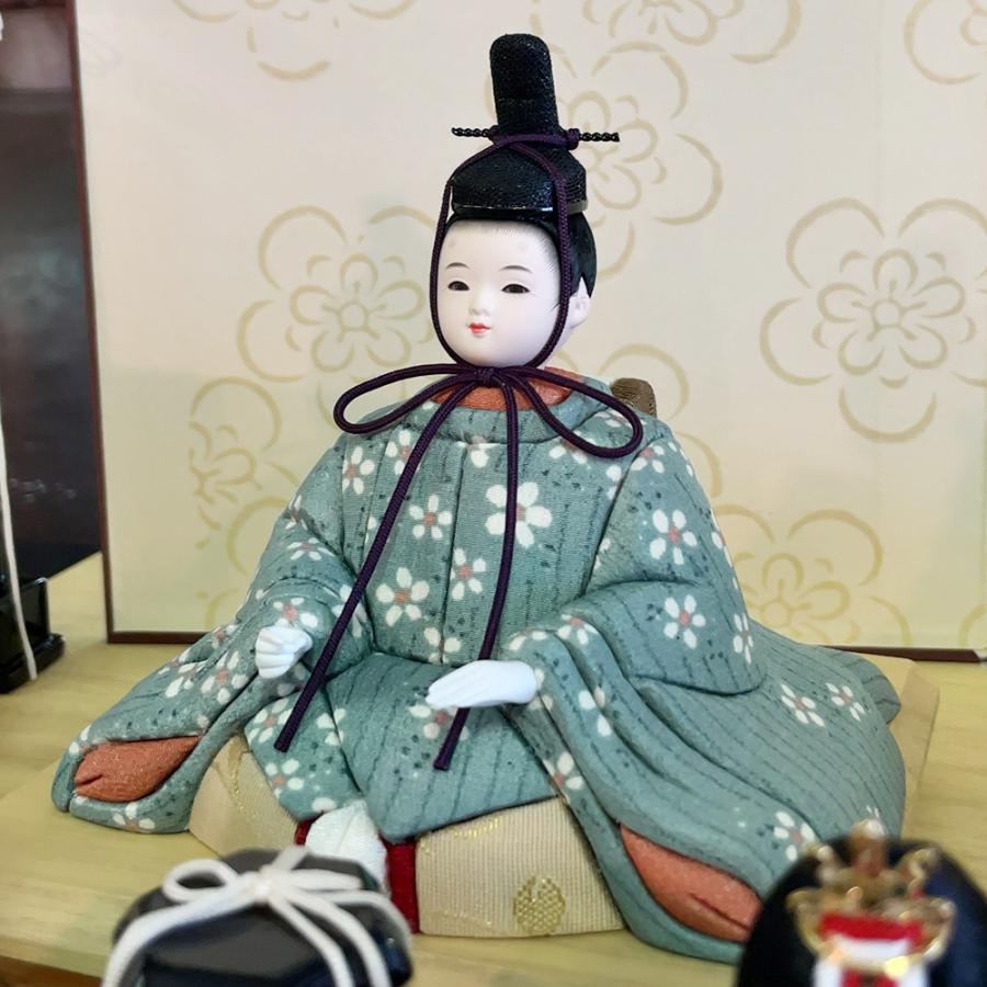 雛人形 お祝い 木目込み 一秀 ひな人形 親王飾 五人飾り 17号 友禅 かわいい コンパクト ミニ お雛様 おしゃれ まる顔 2025 j-5-7_8