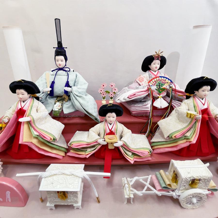久月 雛人形 ひな人形 お祝い ケース飾り 五人飾り アクリル ピンク