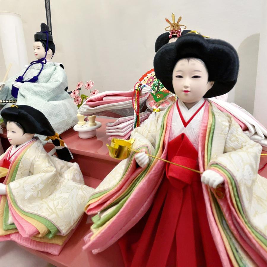 久月 雛人形 ひな人形 お祝い ケース飾り 五人飾り アクリル ピンク