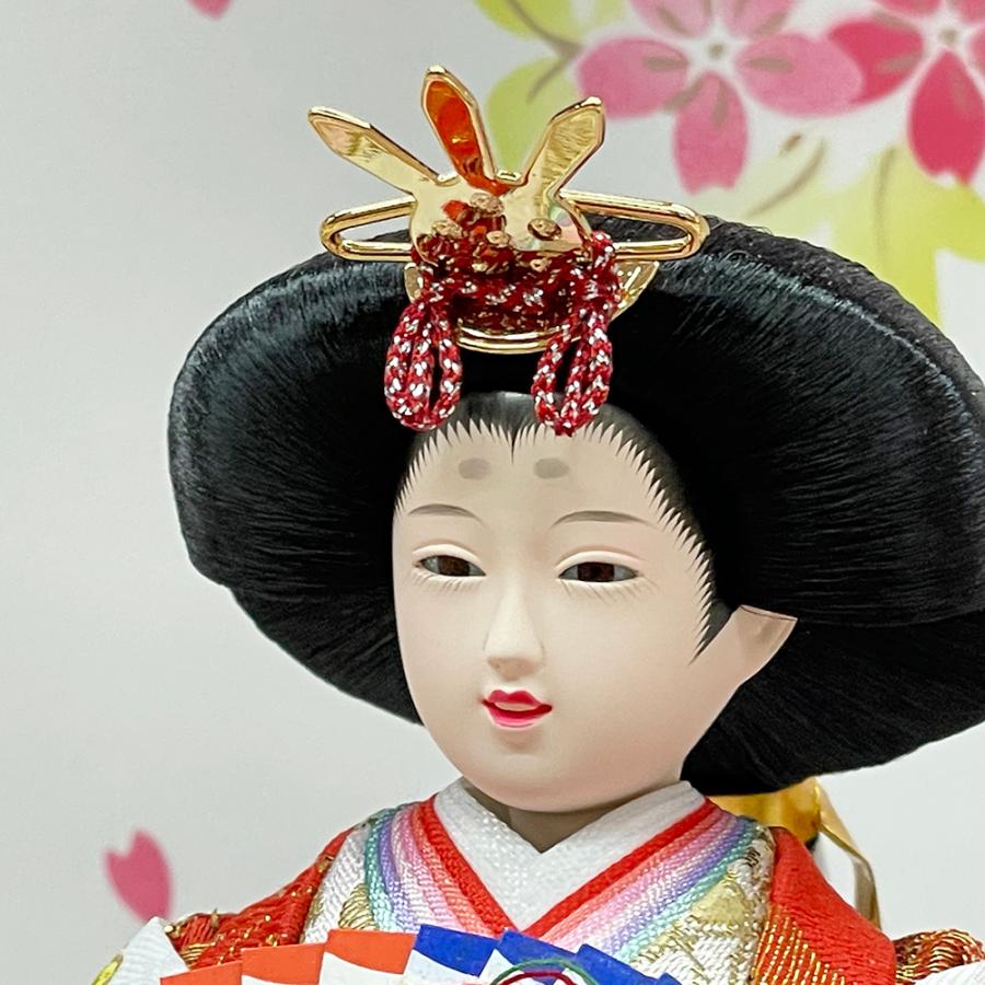 雛人形 コンパクト 白 ピンク ひな人形 三段飾り 収納飾り 桜柄