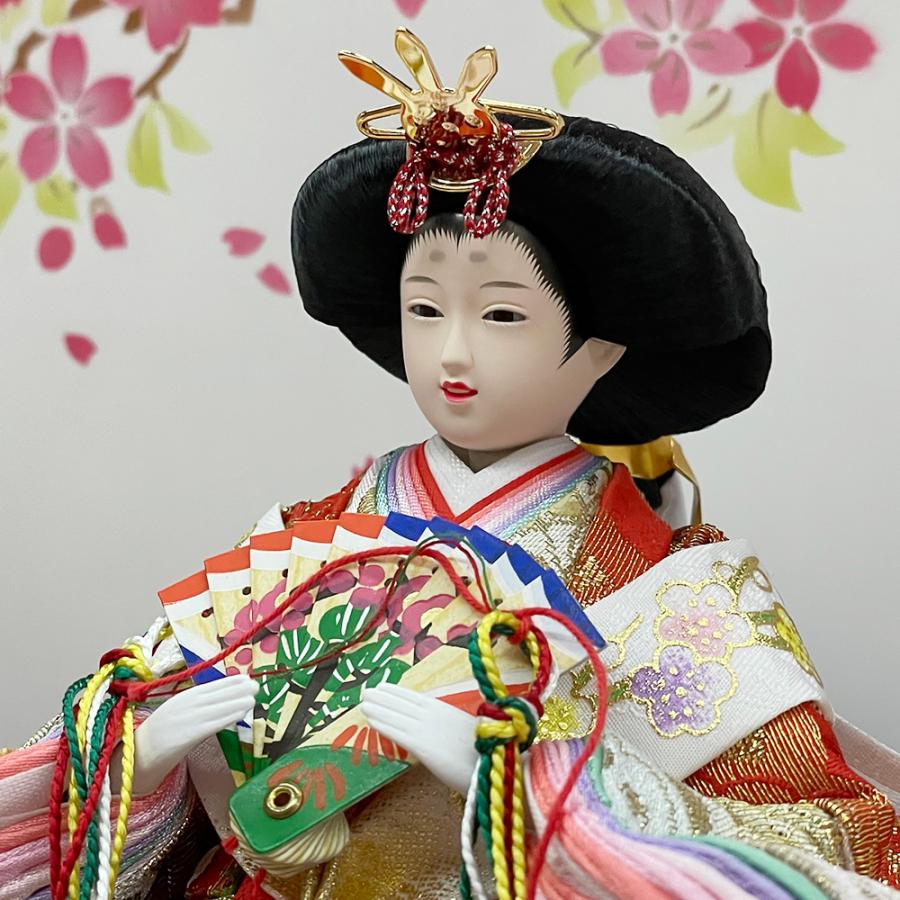 雛人形 コンパクト 白 ピンク ひな人形 三段飾り 収納飾り 桜柄