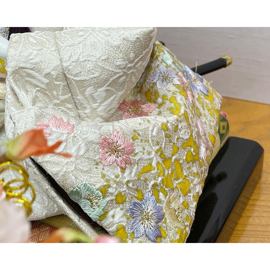 雛人形 コンパクト 白 赤 ひな人形 三段飾り 天然木 桜柄 おしゃれ