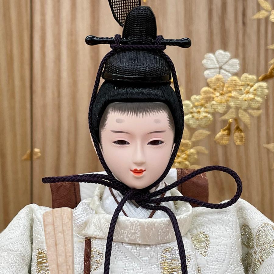 雛人形 コンパクト 白 赤 ひな人形 三段飾り 天然木 桜柄 おしゃれ