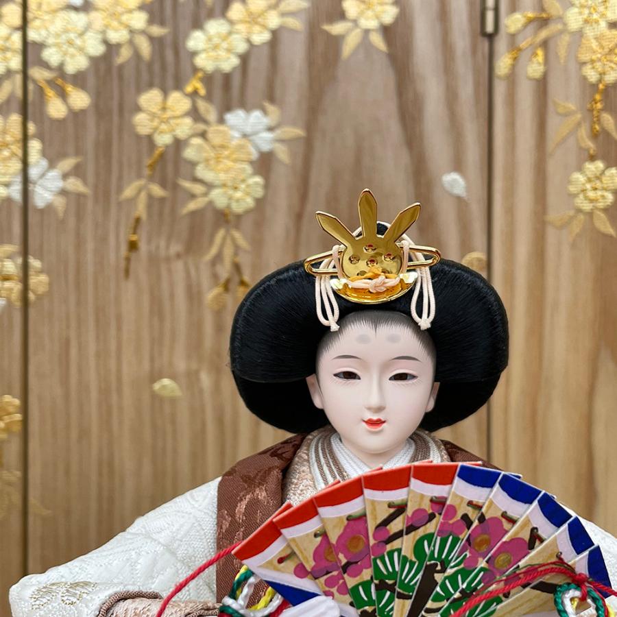 雛人形 コンパクト 白 赤 ひな人形 三段飾り 天然木 桜柄 おしゃれ