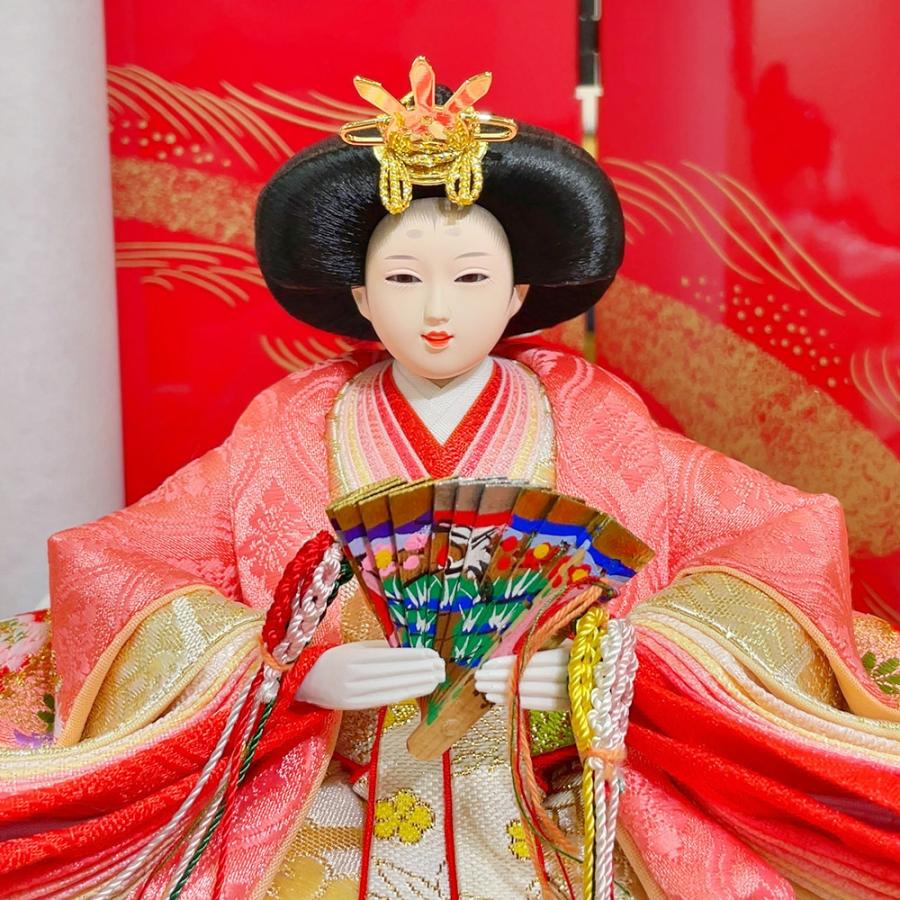 【未使用・保管品】久月 ひな飾り台 親王飾り用櫃と背屏風（同柄）　櫃型木製飾り箱 久月 雛人形 ひな人形 お祝い 収納飾り 収納式 銘木 楢 親王飾り 二人