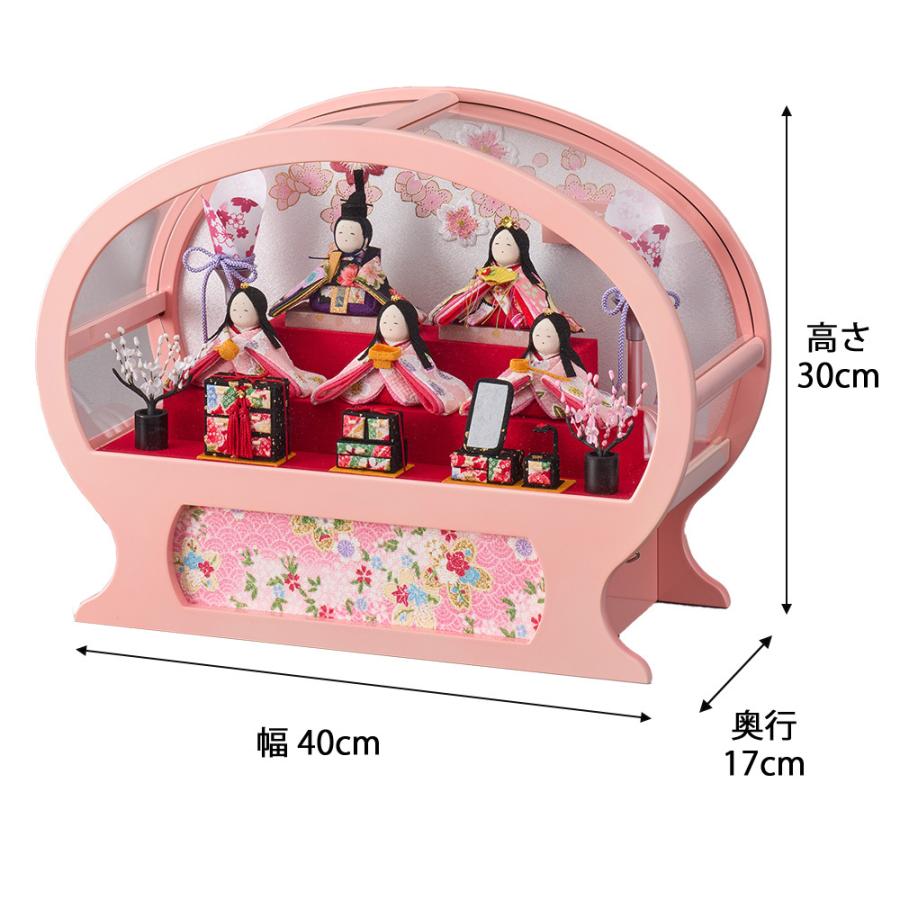予約販売 雛人形 ケース飾り ひな人形 アクリル 桃 ピンク コンパクト