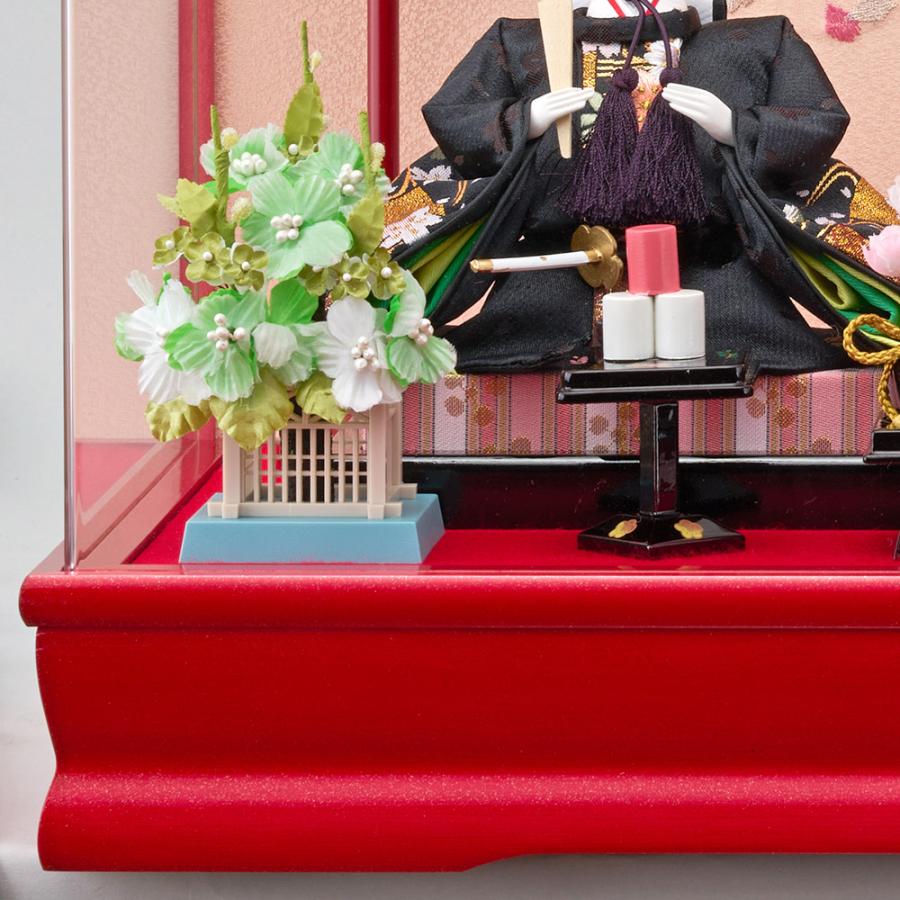 雛人形 ケース入り コンパクト ケース ひな人形 おしゃれ お雛様 ケース飾り 親王飾り ミニ 赤 アクリル スワロフスキー 刺繍 2025_6