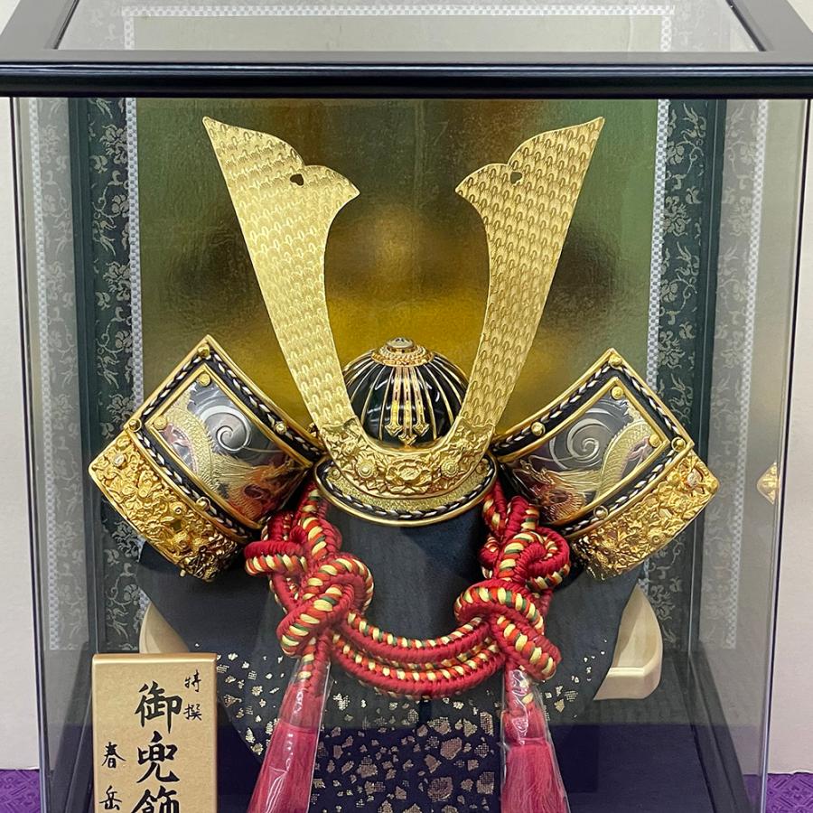 五月人形 コンパクト 8号 ケース飾り アクリルケース かぶと 金 黒 赤