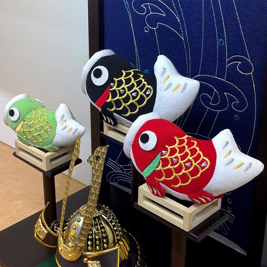 五月人形 兜 セット飾り 鯉のぼり3匹付 48em53 ミニ コンパクト 倉庫管理品 展示品 アウトレット品 インテリア モダンの画像