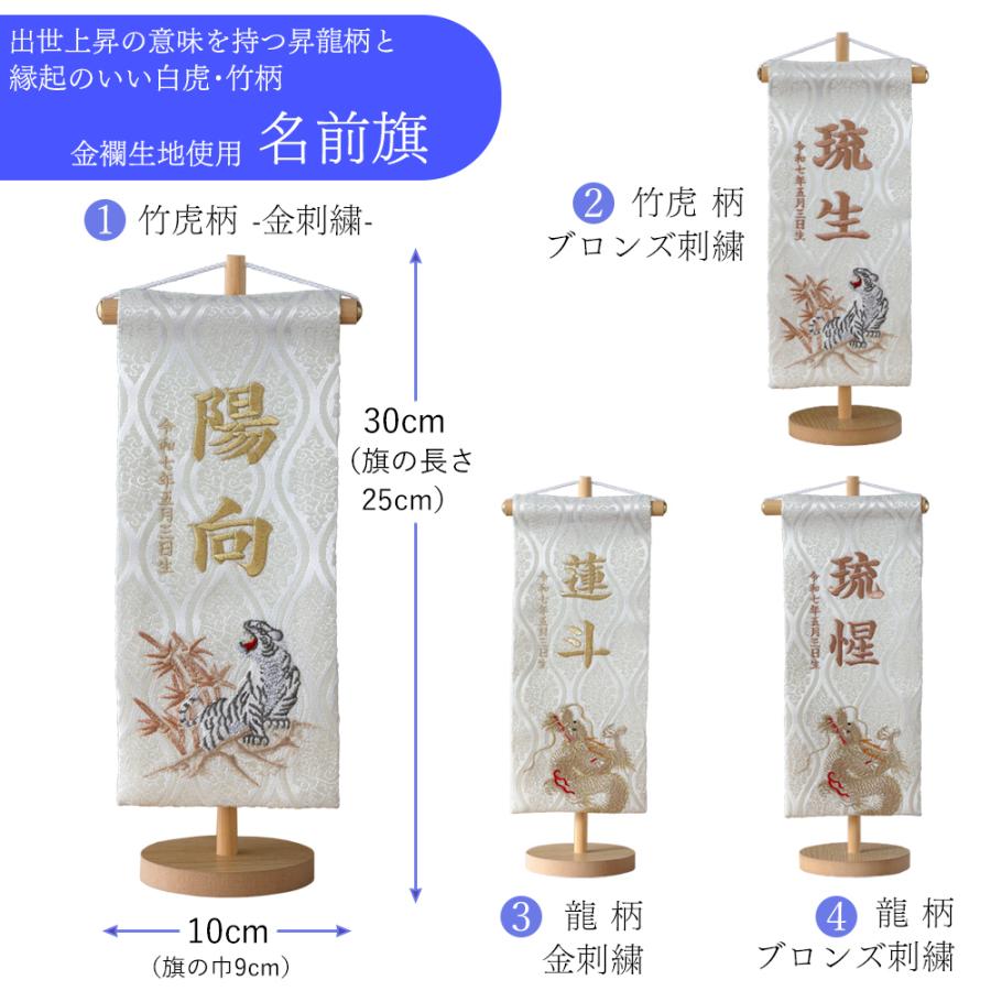 五月人形 名前旗 虎 旗 5月人形 龍 竜 ryu 刺繍名入れ代込 台座付